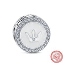 Crown Flowers Heart Silver Bead Charm Elegant Pandora Accessory