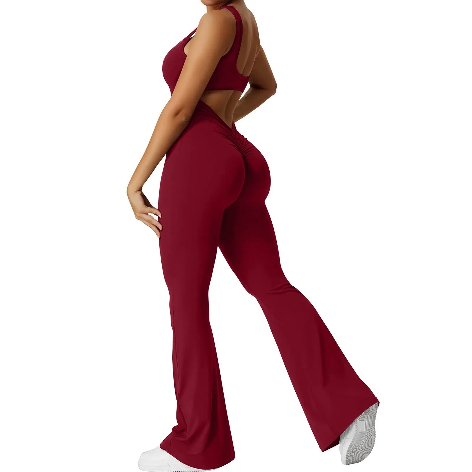 Backless Sexy Women's Jumpsuit with Elastic Waist - Stylish Sleeveless Bodysuit for Fashionable Ladies  OurLum.com   