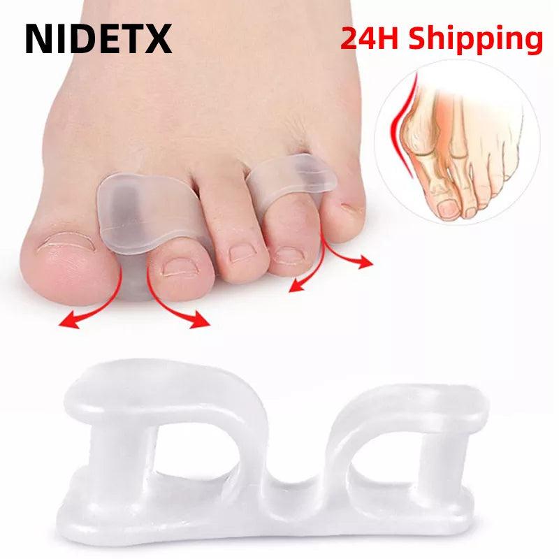 2pcs=1pair Silicone Gel Straightener Two Hole Toe Separator Fingers Protector Bunion Adjuster Hallux Valgus Foot Care Pedicure  ourlum.com   