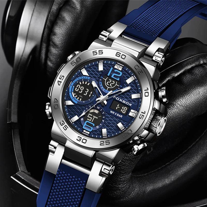 LIGE Men's Silicone Band Sports Watch with Multi-Function Display  OurLum.com   