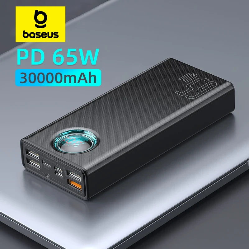 Baseus 65W Power Bank 30000mAh PD Quick Charge FCP SCP Powerbank Portable External Charger For Smartphone Laptop Tablet  ourlum.com   