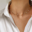 LATS Beads Women's Kpop Pearl Choker Necklace Gold Goth