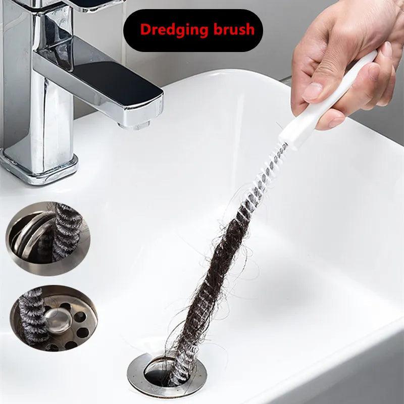 Drain Pipe Cleaner Brush Kit - Stainless Steel Flexible Hair Clog Remover  ourlum.com   