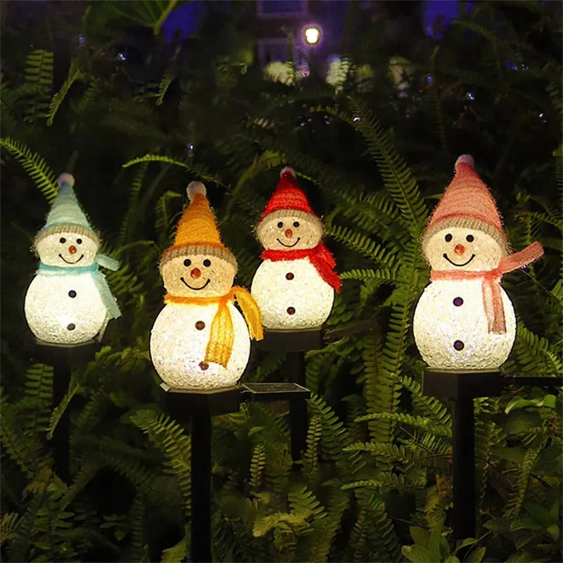 Snowman Solar Garden Lights: Festive Christmas Pathway Lighting  ourlum.com Warm White Red 