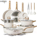 Nonstick White Granite Cookware Set Induction Safe 3-7 Piece