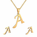 Fashion Stainless Steel Alphabet Initial Necklace Set For Women