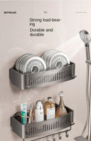 Vacuum Suction Cup Bathroom Shelf Wall Mounted Aluminum Organizer