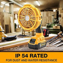 Jobsite Fan Portable Fan for Dewalt 20V Battery Light