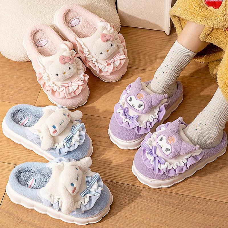 Hello Kitty Fuzzy Plush Slippers: Cozy Winter Slip-On Shoes & Cute Gift  ourlum.com   