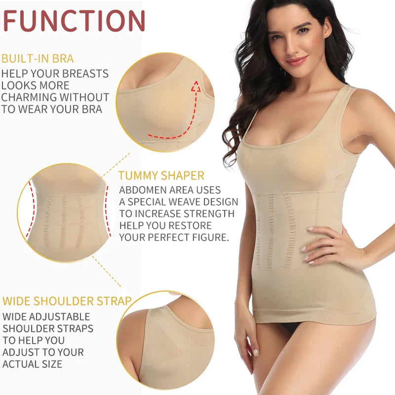 Sculpting Women's Seamless Padded Camisole for Tummy Control & Curves Enhancement