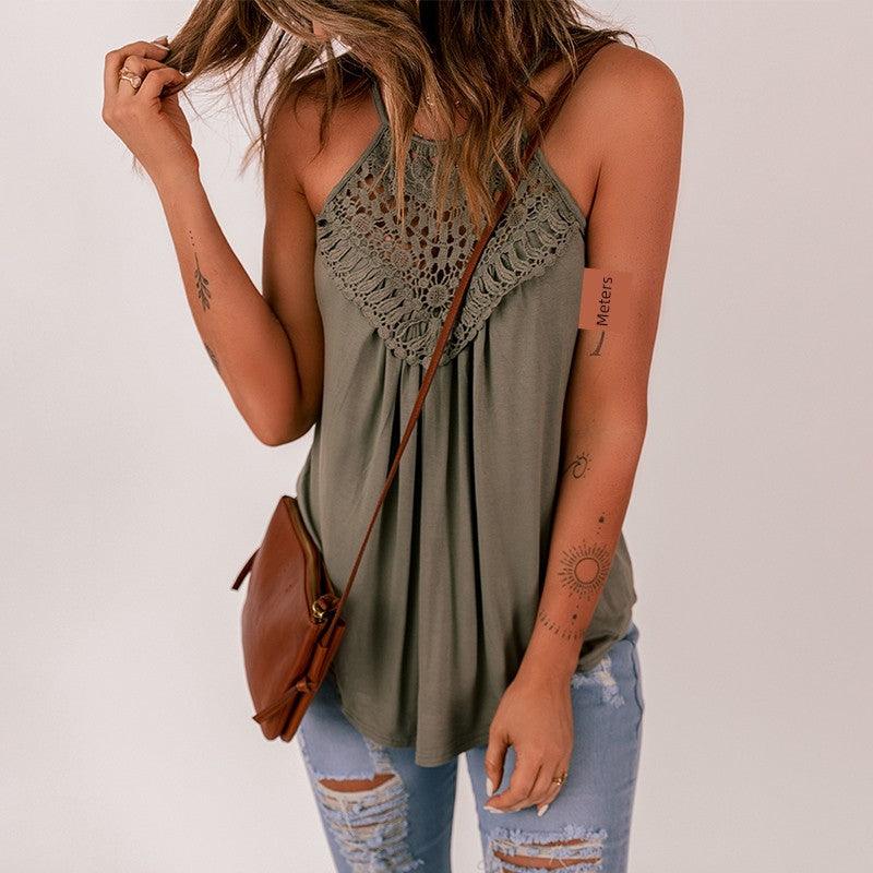 Vest Fashion Fashion Pure Color Casual Sling Lace