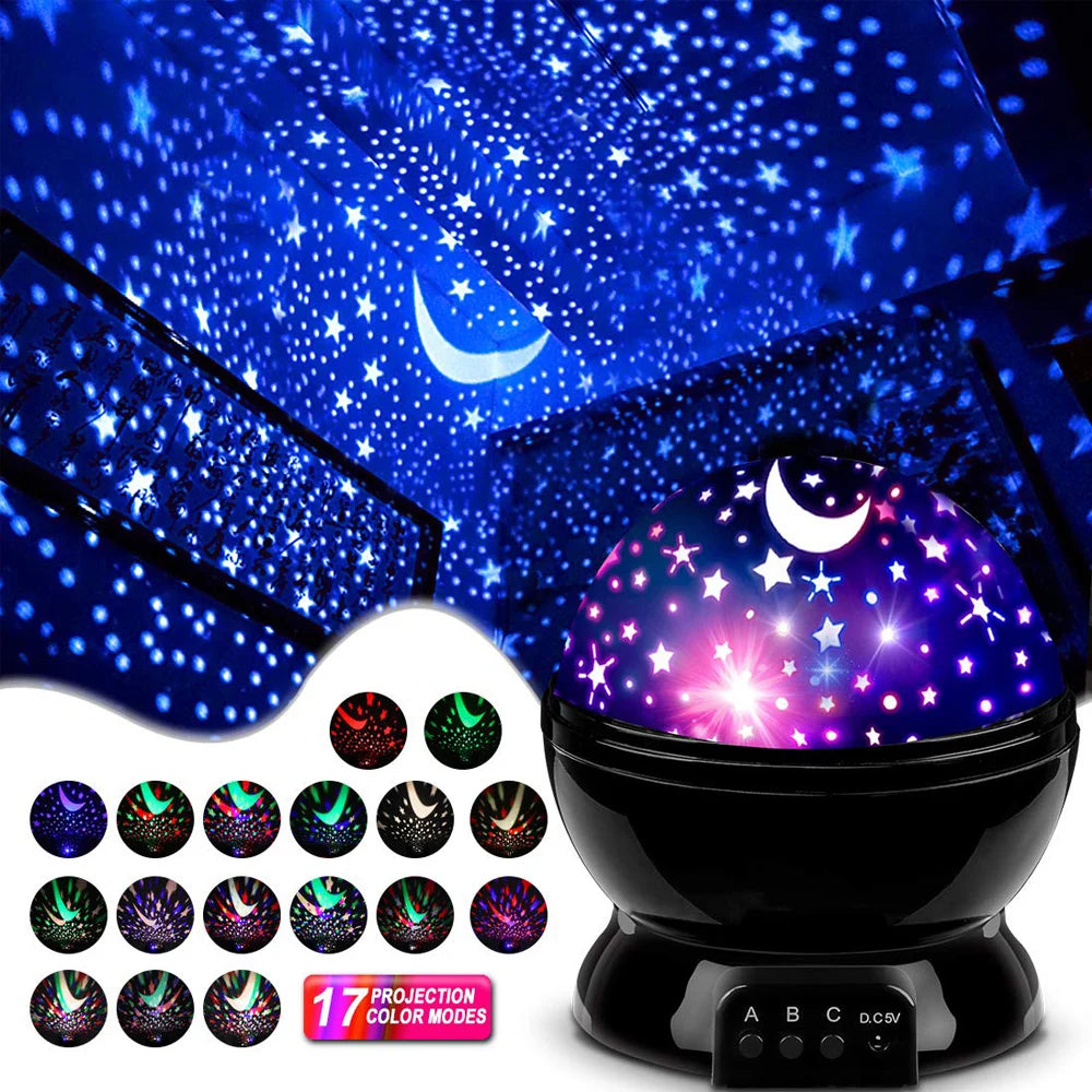 Star Projector Night Light Lamp Fun Gifts for Girls and Boys Rotating Star Sky Moon LED Lights Projector for Kids Bedroom Decor