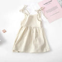 Cotton Sleeveless Toddler Girl Summer Dress with Pockets for Girls 1-5 Years  ourlum.com Light Yellow 1-2years 