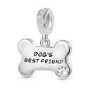 Pet Paw & Bone Charm Sterling Silver Bead for Pandora Jewelry