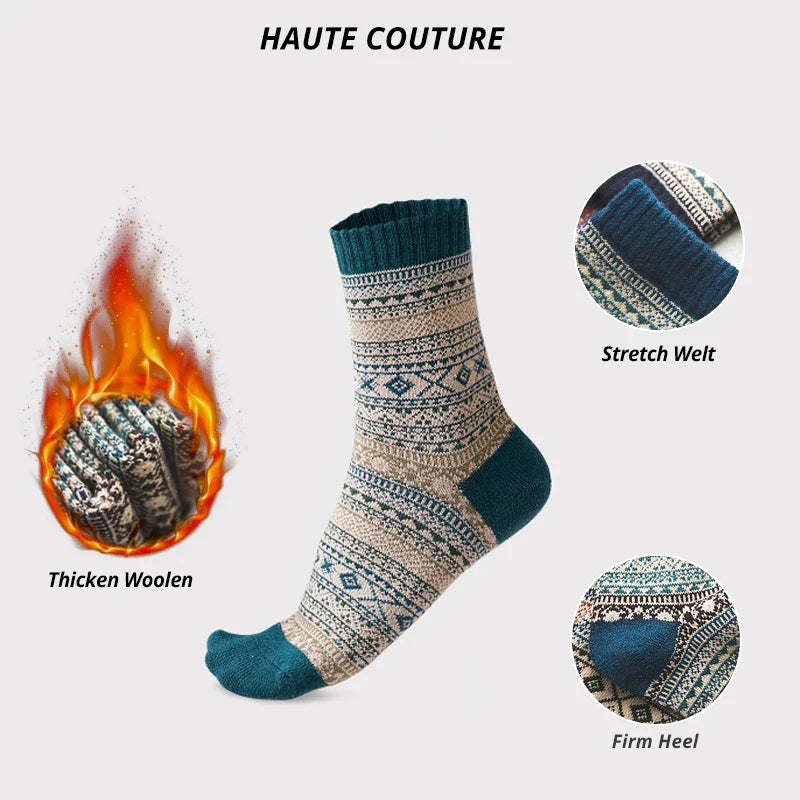 Cozy Retro Style Wool Socks for Men: Colorful Winter Fashion Warmth  ourlum.com   