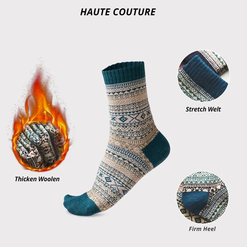 Winter Warmth Collection: 5 Pairs of Retro Sheep's Wool Men's Socks  Our Lum   