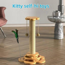 Wooden Cat Turntable Toy with Sisal Scratching Board and Grab Column  ourlum.com   