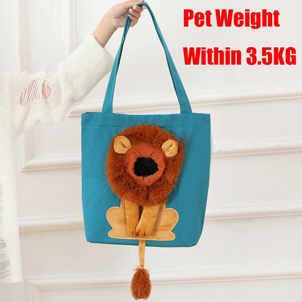 Lion Design Soft Pet Carrier Handbag for Cats and Dogs - Travel Friendly Bag with Safety Zippers  ourlum.com   
