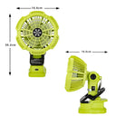 Portable Clip Fan for 18V Lithium Batteries USB Powered