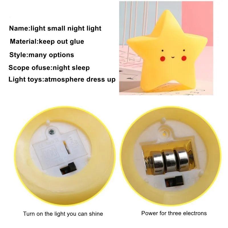 Cartoon Christmas Night Light LED Decoration Moon Star Girl Kids Children Toy Gift Lamp for Bedroom Bedside Room with Battery  ourlum.com   