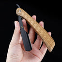 wooden trimmer manual shaver professional straight edge stainless steel sharp barber razor folding shaving blade shave beard cut  ourlum.com black I  