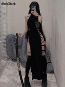 Dark Gothic Halter Dress for Bold Cosplay Fashionistas