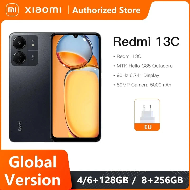 Global Version Xiaomi Redmi 13C MTK Helio G85 Octacore 50MP Camera 5000mAh MIUI 14 90Hz 6.74" Display Redmi 13 C 6.74" Display