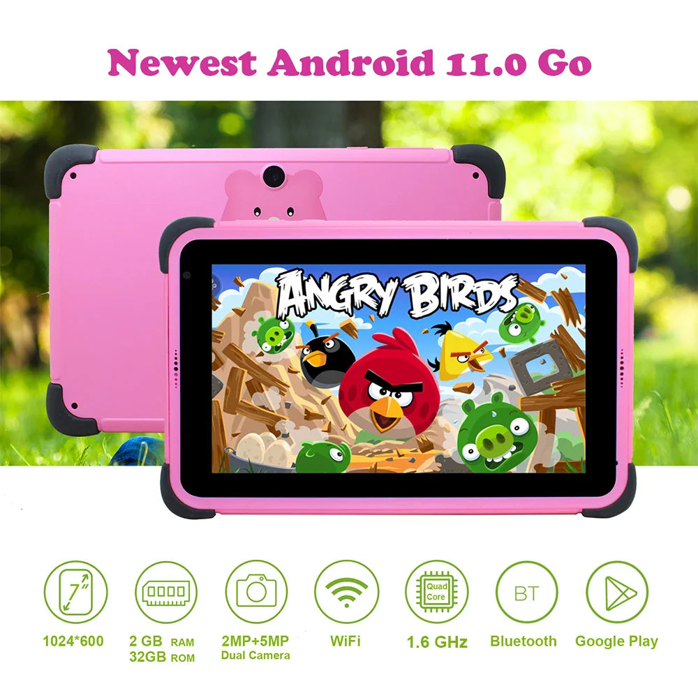 Dropshipping 7'' Kids Tablets for Chidren Android 11 1024*600 HD Ouad Core Dual Wifi 2GB 32GB Educational Tablet for Kids Gift  ourlum.com   