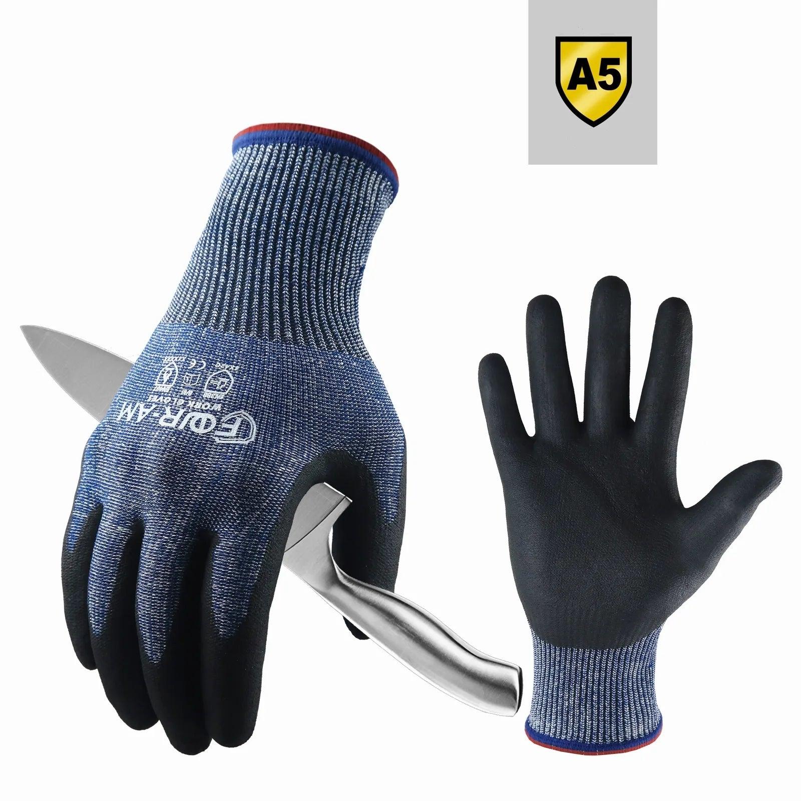 Cut-Proof Work Gloves: Heavy-Duty Protection with Non-Slip Grip  ourlum.com Blue S 