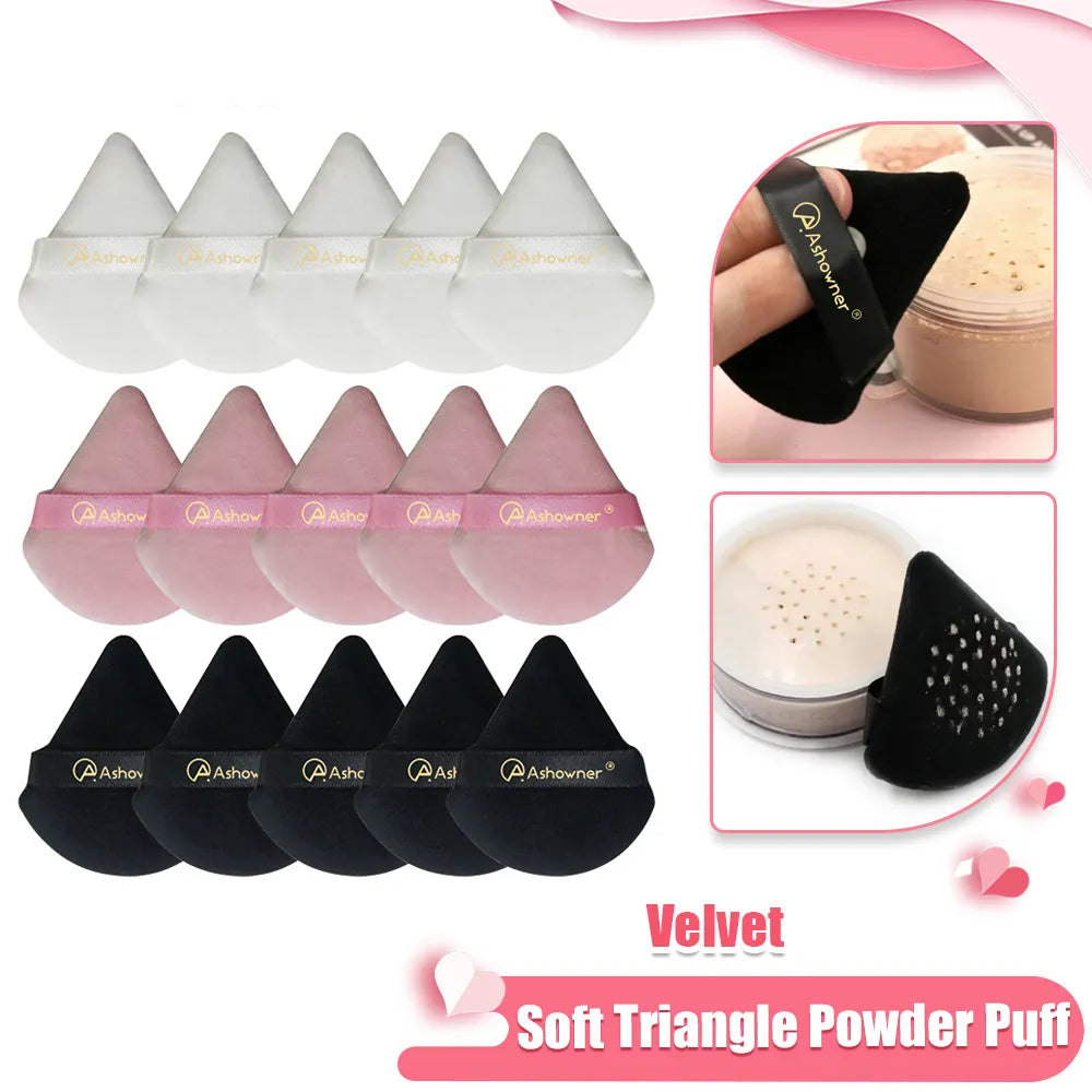 Triangle Powder Puff Soft Makeup Sponge for Face Make Up Eyes Contouring Shadow Cosmetic Washable Mini Velvet Makeup Puff Tools  ourlum.com   