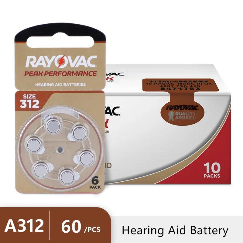 Hearing Aid Batteries 60PCS / 10 Cards RAYOVAC PEAK 1.45V 312 312A A312 PR41 Zinc Air Battery For BTE CIC RIC OE Hearing Aids  ourlum.com 312 CHINA 