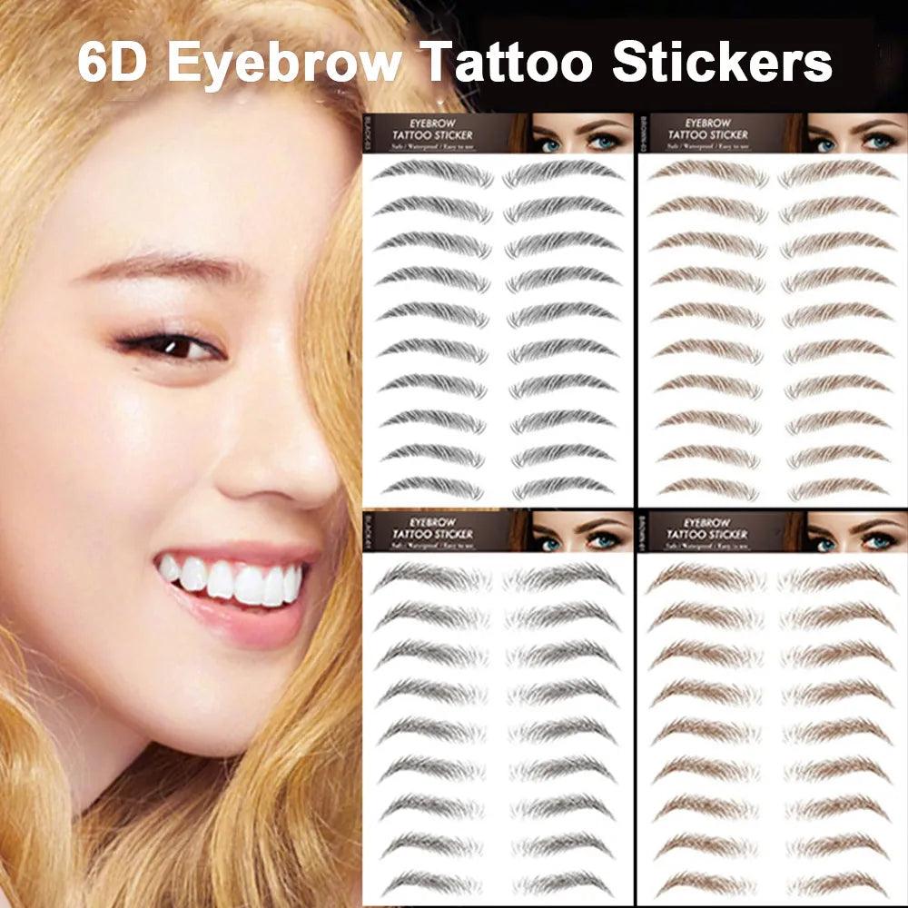 6D Eyebrow Tattoos Stickers Eyebrow Water Transfers Stickers Hair-Like Waterproof Eyebrow Stickers for Brow Grooming Shaping  ourlum.com   