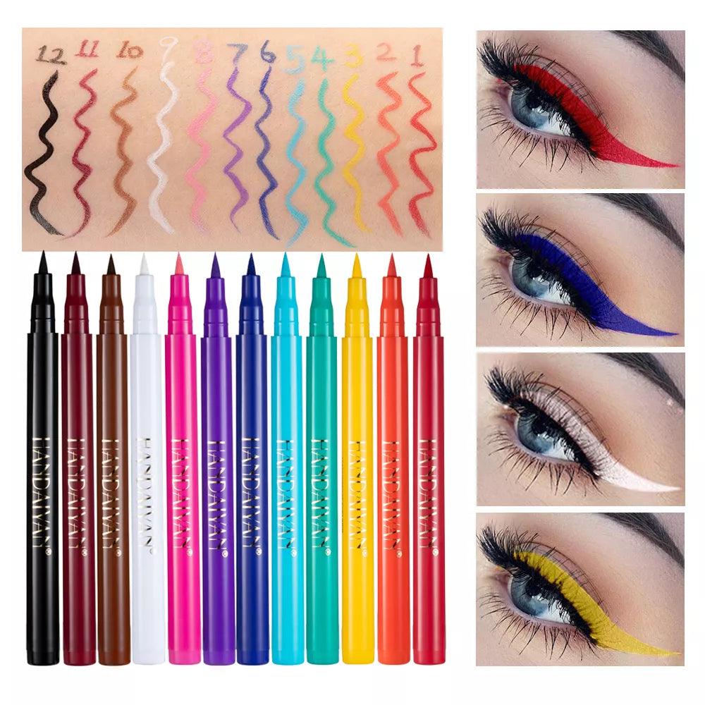 Waterproof Rainbow Matte Colorful Liquid Eye Liner Pencil White Pink Color Eyeliner Pen Makeup Make Up Long-Lasting Cosmetics  ourlum.com   