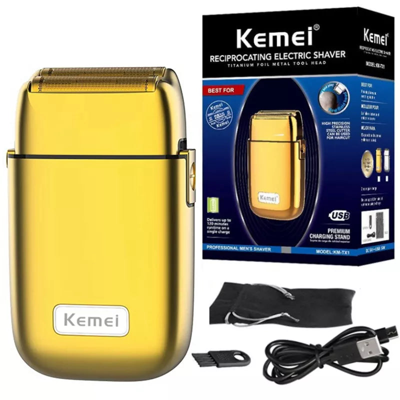 Kemei Tx1 Full Metal Electric Shaver For Men Hair Beard Electric Razor Bald Head Shaving Machine Finishing Fades Rechargeable