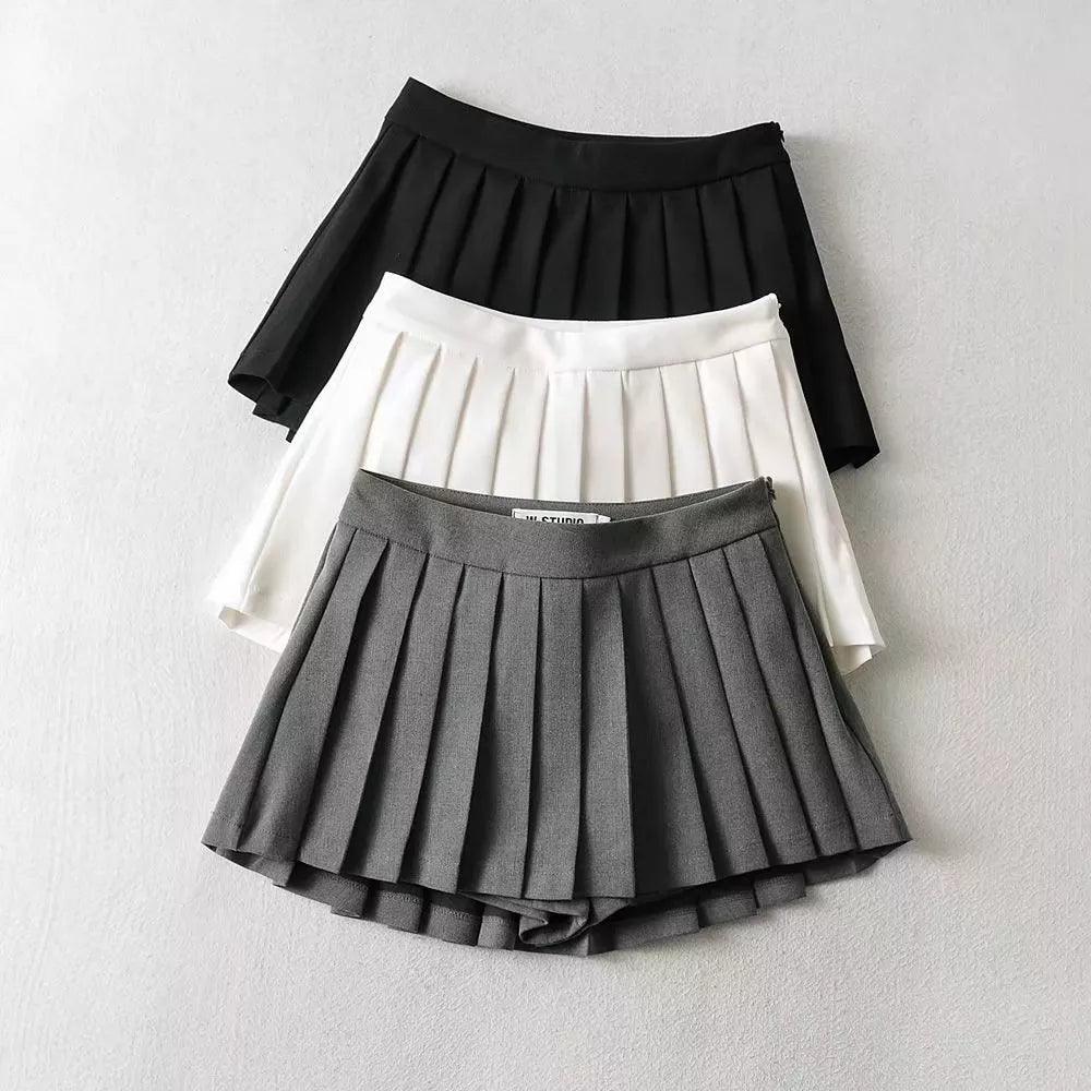Chic Vintage Pleated High Waist Mini Skirts - Korean Tennis Skirts  ourlum.com   