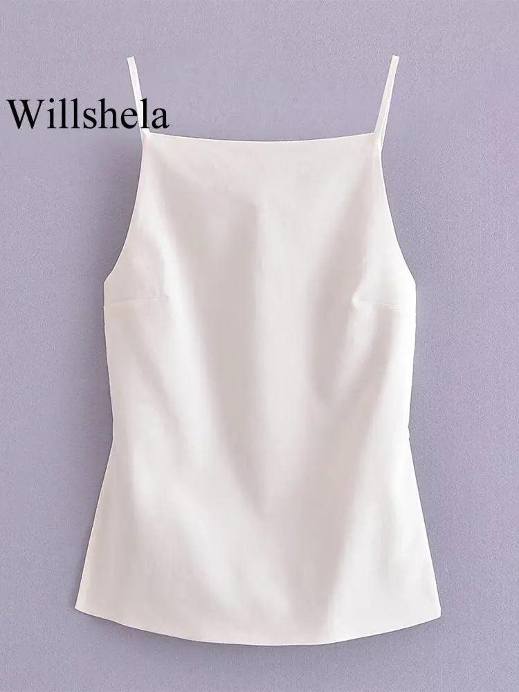 Chic Lace-Up Backless Camisole - Elegant Vintage Style for Women  ourlum.com   