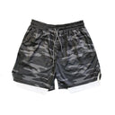 Ultimate Men's Double Layer Fitness Shorts - Ideal for Gym, Beach, Pool, and Summer Activities  ourlum.com Gray camo white M 