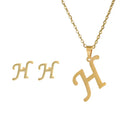 Fashion Stainless Steel Alphabet Initial Necklace Set For Women