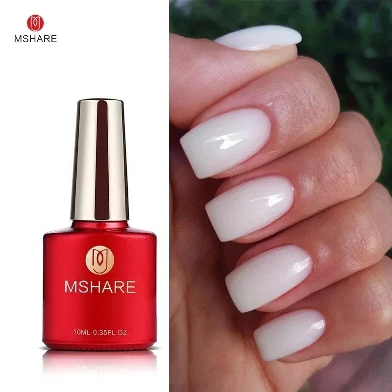 MSHARE Milky White Builder Nail Extension Gel in A Bottle 10ml Self leveling Nails Quick Building Clear Pink UV Led Gel  ourlum.com   