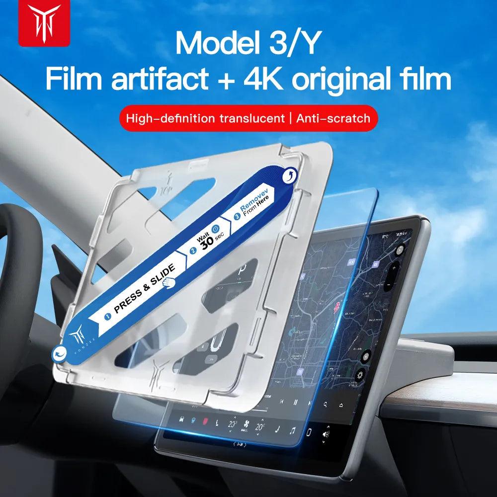 Tesla Model 3 Y Center Console Glass Screen Protector: Anti Glare HD Film Protection Accessories  ourlum.com   