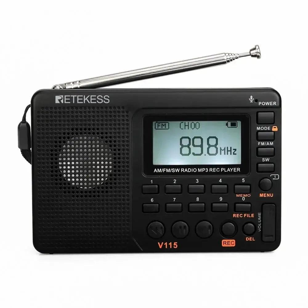 RETEKESS V115 Portable Radio: AM FM SW Shortwave with USB Recorder  ourlum.com   