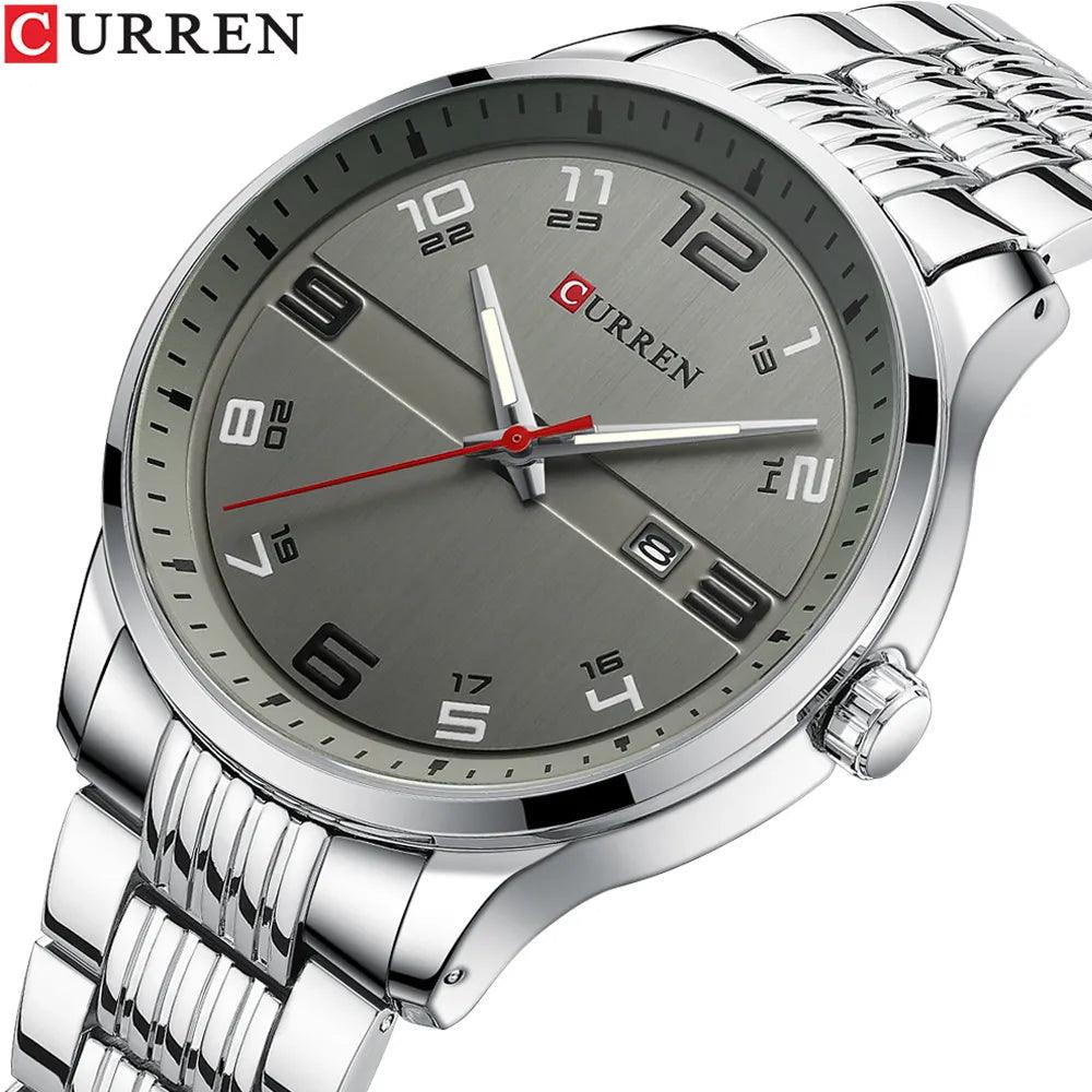 Luxury CURREN Men's Stainless Steel Quartz Watch with Auto Date and Luminous Hands  ourlum.com   