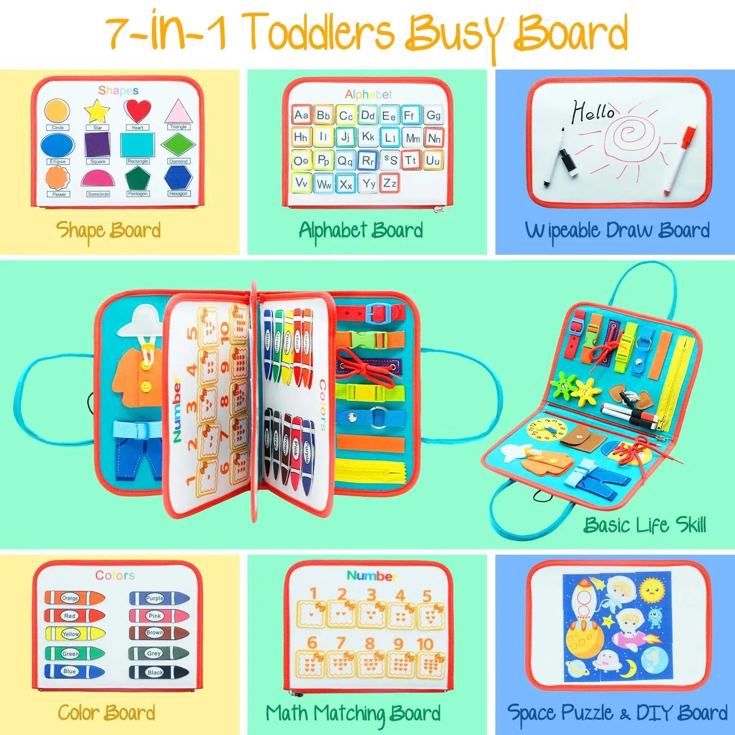 Montessori Toddler Busy Board: Sensory Educational Travel Toy  ourlum.com   