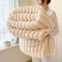 Simplicity Solid Color Thick Wide Strip Blanket for Winter