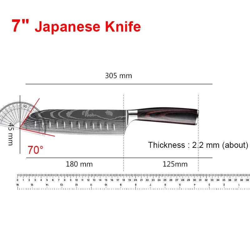 Professional Grade Carbon Steel Santoku Knife with Ergonomic Handle