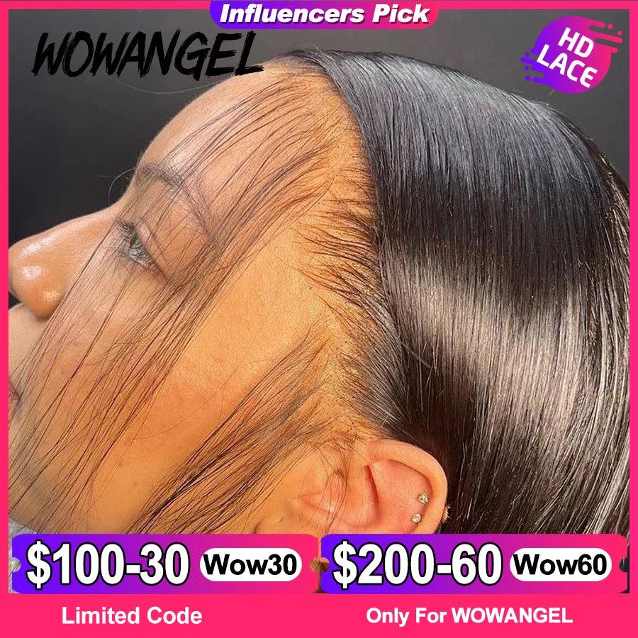 WOWANGEL Premium Straight Hair HD Lace Front Wig with Skin-Melt Technology  ourlum.com 13x4 HD lace Wig 16inches 180%