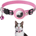 Airtag Collar with Reflective Case and Bells for Cats and Dogs  ourlum.com Pink Neck 22-32cm 