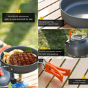 Compact Aluminum Camping Cookware Set with Teapot and Frying Pan