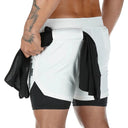 Realxizi Men's 2-In-1 Compression Running Shorts: Upgrade Performance!  ourlum.com White XXXL(90-100kg) 