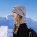 Women Knitted Hat Scarf Set for Outdoor Cycling Warm Protection